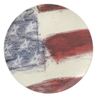 Patriotic U.S. Flag Sketch Dinner Plate