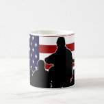 Patriotic US Flag and Soldiers Silhouette Mug