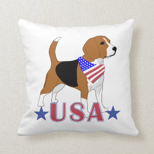 Patriotic USA Beagle Red White Blue Throw Pillow Zazzle