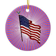 Patriotic USA Flag on Hanging Decoration Ornament
