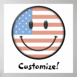Patriotic USA Flag Smiley Face Print