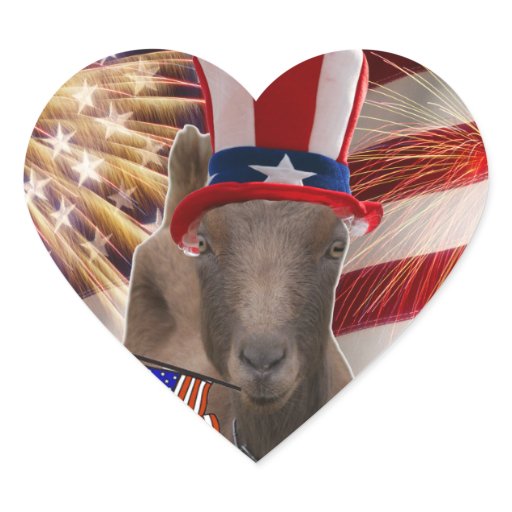 PATRIOTIC USA FLAG WAVING LAMANCHA GOAT HEART STICKERS Zazzle