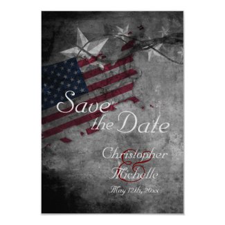 Patriotic USA Flag with Stars Save the Date 3.5x5 Paper Invitation Card