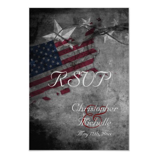 Patriotic USA Flag with Stars Wedding RSVP Cards Zazzle