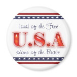 Patriotic USA stars stripes patriotism Fridge Magnet
