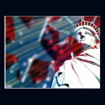 Patriotic USA Statue of Liberty Flag Design postcards