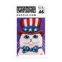 Patriotic USA White Persian Cat | Medium Postage stamp