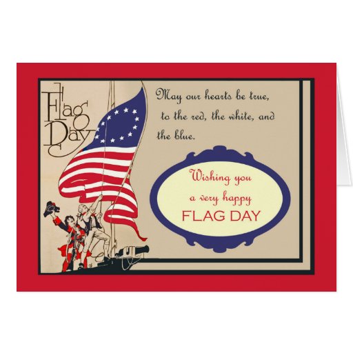 Patriotic Vintage Flag Day, Hoisting of the Flag Card Zazzle