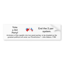 Patriotic "Vote a 3rd party" sticker Bumper Stickers