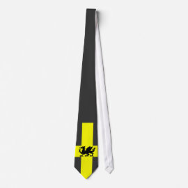 Patriotic Wales St Davids Day Dragon on Black Tie tie