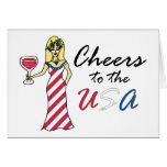 Patriotic Wine Goddess "Cheers To The USA" Greeting Cards