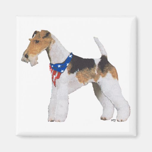 Patriotic Wire Fox Terrier Magnets
