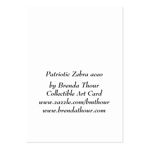 Patriotic Zebra ArtCard Business Card Template (back side)