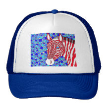 Patriotic Zebra Fun Cap Trucker Hat