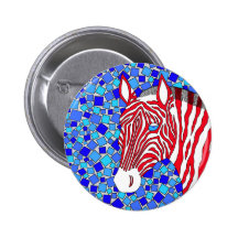 Patriotic Zebra Pin Badge Button