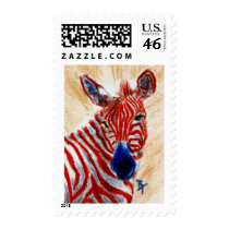Patriotic Zebra Postage Stamp