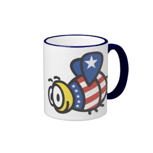 Patriótico manosee la taza de la abeja