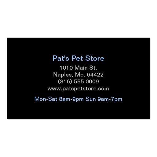 Pat's Pet Store Business Card Template (back side)
