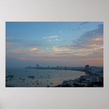 Pattaya From the Hill At Dawn Print