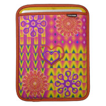 Pattern, Flowers and Heart iPad sleeve