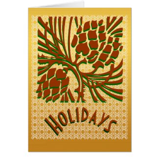 Pattern Holiday pine cones Cards