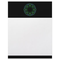 Pattern in Black and Peacock Colors. Personalized Letterhead