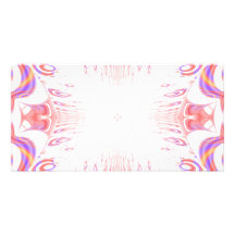 Pattern in Red, Orange and Purple. Customized Photo Card