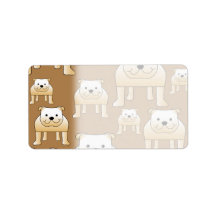 Pattern of Fawn English Bulldogs on Brown. Address Label