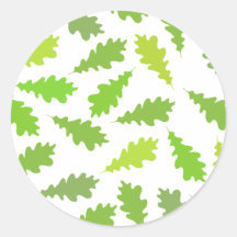 Pattern of Green Leaves. Round Sticker