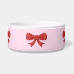 Pattern of nice red bows on pretty pink background dog bowls
