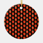 Pattern of Red Peppers, on Black. Ornaments