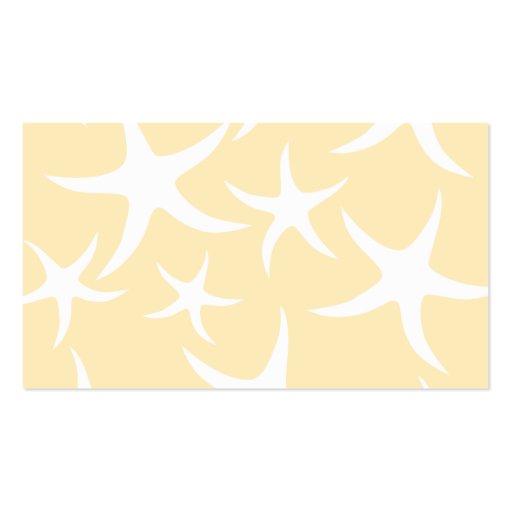 Pattern of Starfish in White and Yellow. Business Card Templates (back side)
