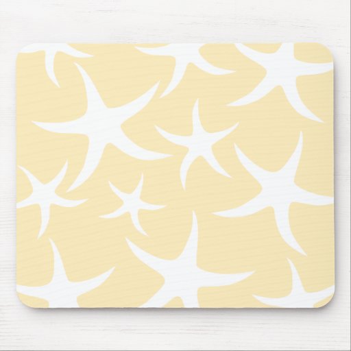 Pattern of Starfish in White and Yellow. Mouse Pads