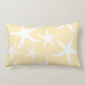 Pattern of Starfish in White and Yellow. Throw Pillow