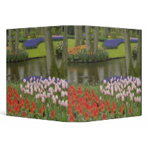 Pattern of tulips and grape hyacinth flowers, vinyl binder