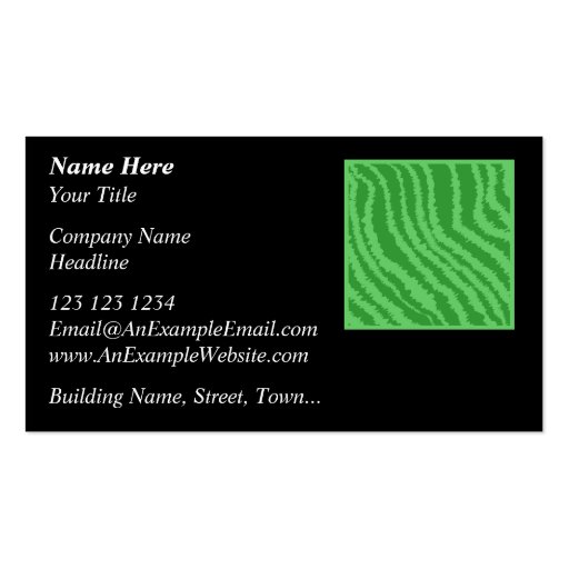 Pattern of Wavy Green Stripes. Business Card Template (front side)