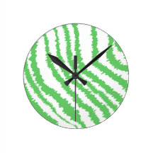 Pattern of Wavy Green Stripes. Round Wallclocks