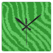 Pattern of Wavy Green Stripes. Square Wallclock