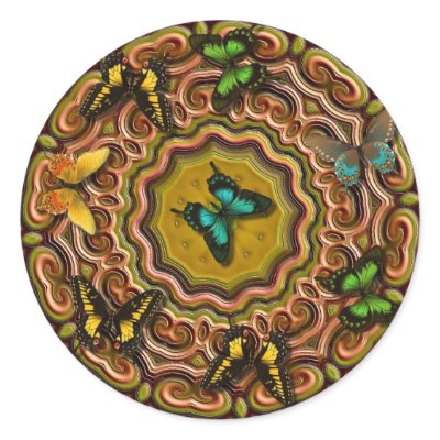Pattern with Butterflies Round Sticker by sharpcreations