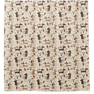 pattern with cute dogs shower curtain
