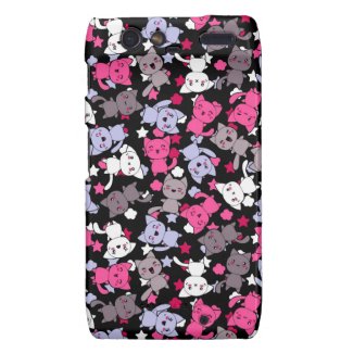 pattern with cute kawaii doodle cats 3 droid RAZR covers