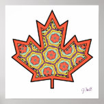 Patterned Applique Stitched Canadian Maple Leaf  4 Print