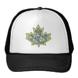 Patterned Applique Stitched Maple Leaf  01 Hat