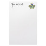 Patterned Applique Stitched Maple Leaf  01 Personalized Stationery