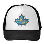 Patterned Applique Stitched Maple Leaf  10 Mesh Hats