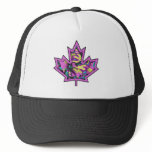 Patterned Applique Stitched Maple Leaf  14 Mesh Hats