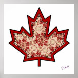 Patterned Applique Stitched Maple Leaf  14 posters