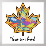 Patterned Applique Stitched Maple Leaf  16 posters