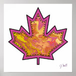 Patterned Applique Stitched Maple Leaf  1 posters