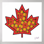 Patterned Applique Stitched Maple Leaf  20 posters